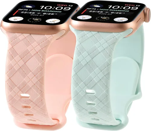 Miniatura 8 de Correas grabadas a cuadros compatibles con Apple Watch Band de 1.575 in 1.614 in 1.496 in 1.654 in 1.732 in 1.772 in 1.929 in, correa deportiva