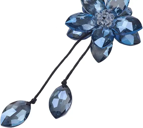 Miniatura 8 de Accesorio de pendiente decorativo, diseño de flor de cristal, para espejo retrovisor de vehículo, Azul