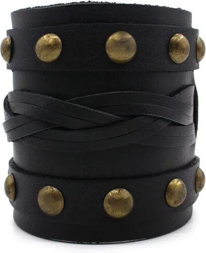 Miniatura 2 de Pulsera de cuero para hombres y mujeres, pulsera de aleación de cuerda trenzada punk