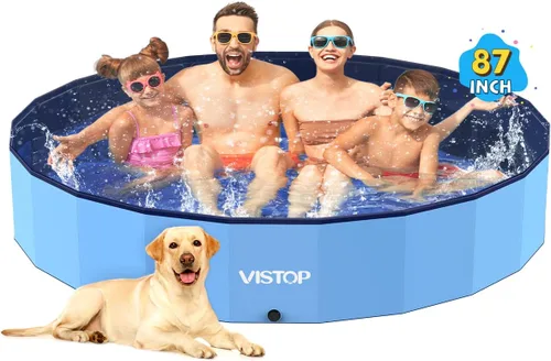 VISTOP Alberca plegable gigante para perros, piscina portátil de plástico duro para perros, gatos y niños, bañera plegable para mascotas, piscina