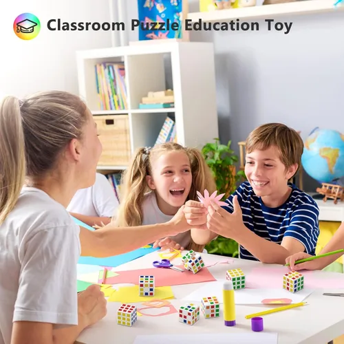 Miniatura 7 de Vdealen - Juego de 24 mini cubos rompecabezas para fiestas para niños, cubo mágico de 3x3 de 1.18 pulgadas para recompensas escolares y premios