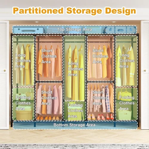 Miniatura 3 de ULIFHOME H50C Perchero Extra Grande con Cubierta, Armario Portátil Independiente, Percheros de Ropa Cubiertos para Colgar Ropa, Perchero Resistente