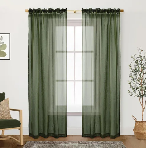 Miniatura 11 de XTMYI Cortinas negras de 48 pulgadas de largo para dormitorio, juego de 2 paneles, bolsillo para cortinero, cortinas de encaje transparentes