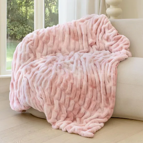 Miniatura 20 de Manta de piel sintética de conejo ultrasuave, manta esponjosa y acogedora para sofá cama, regalos de decoración de felpa cálidos y lujosos, manta