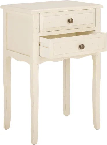 Miniatura 4 de SAFAVIEH Muebles - Mesa auxiliar Lori con 2 cajones, color gris ceniza, madera maciza, diseño clásico de granja, ideal para sala de estar, entrada