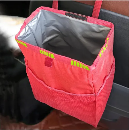 Miniatura 10 de Fekey&JF Bote de basura colgante para coche con bolsillos de almacenamiento, bolsa de basura impermeable y a prueba de fugas Oxford para automóvil