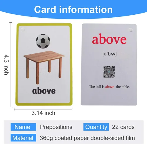 Miniatura 3 de Juguetes y Deportes/Instrumento/Aula/Preposiciones Tarjetas Flash Inglés Niños Montessori Aprendizaje Juguete Niño Tarjeta de Bolsillo