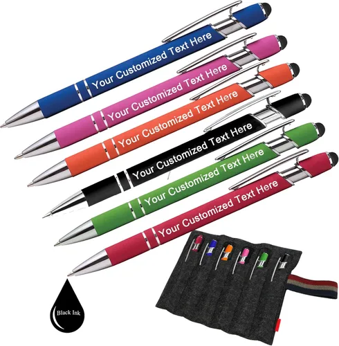 EAQ Bolígrafos personalizados grabados personalizados con punta de lápiz capacitivo, bolígrafos con nombre de texto y mensaje para aniversarios de