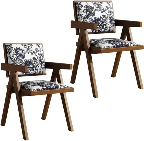 Miniatura 14 de YVYKFZD Juego de sillas de comedor de madera maciza, sillas de cocina sin brazos, silla de comedor tapizada con respaldo, sillón de terciopelo
