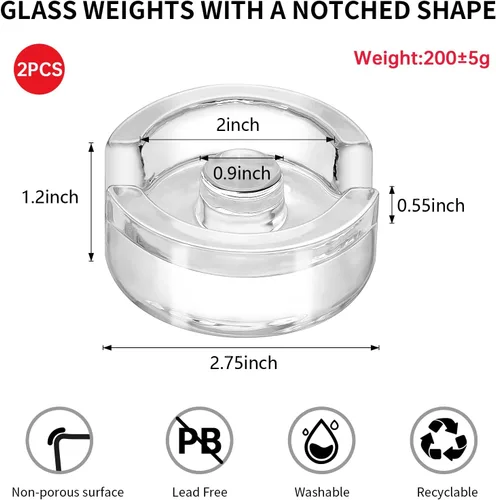 Miniatura 2 de 2Pcs Fermentation Glass Weights for Wide Mouth Jars - Pickle Bottles with Sealing Lids for Efficient Fermenting - Durable, Transparent Fermenting