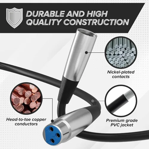 Miniatura 6 de THE CIMPLE CO Cable de extensión de micrófono XLR macho a XLR hembra de 10 pies, cable equilibrado de 0.236 in con conector de 3 pines