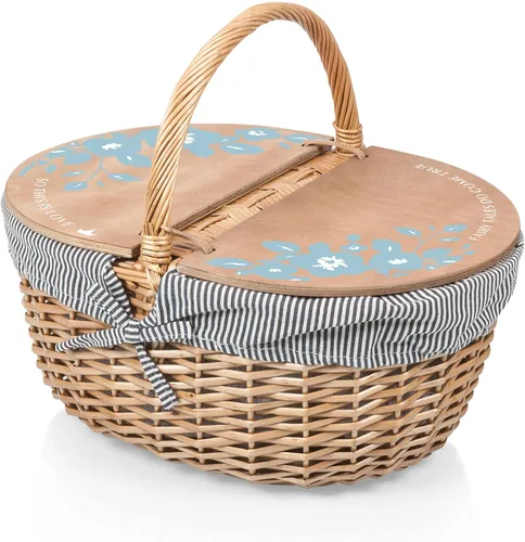 Miniatura 11 de Picnic TIME Coca-Cola Country - Cesta de picnic vintage con tapa, cesta de picnic de mimbre para 2 personas, patrón de cuadros rojos y blancos