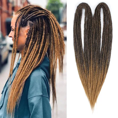 Miniatura 26 de Kraler Extensiones de Rastas Azules de Doble Extremo de 18 Pulgadas, 20 Hebras Sintéticas DE Extensiones de Rastas Hechas a Mano, Estilo de Rastas
