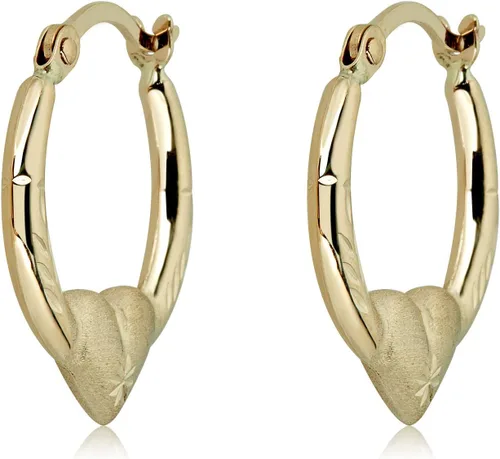 Miniatura 5 de AVORA Aretes de aro criollos de corazón de oro de 10 quilates: paquete de 3 tonos y oro amarillo, Plata de ley Oro amarillo