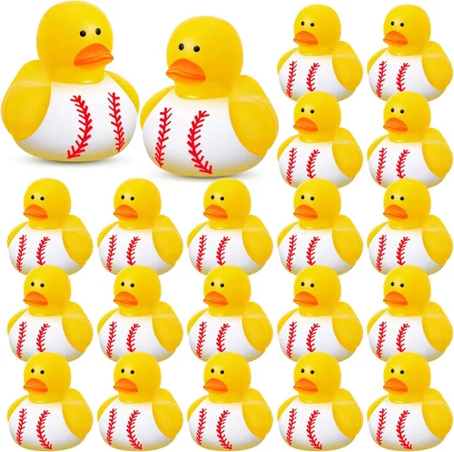 Deekin 24 patos de goma de 2 pulgadas, recuerdos de fiesta deportiva a granel para eventos de equipo, suministros de fiesta de cumpleaños, regalo de