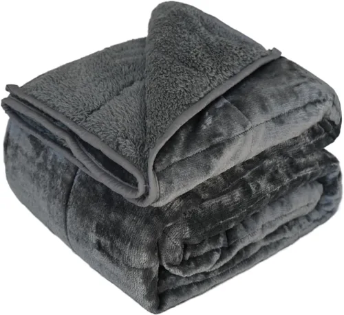 Manta de forro polar Sherpa con peso de 15 libras, 60 x 80 pulgadas para adultos, manta de felpa esponjosa y mullida lavable y pesada, súper suave y