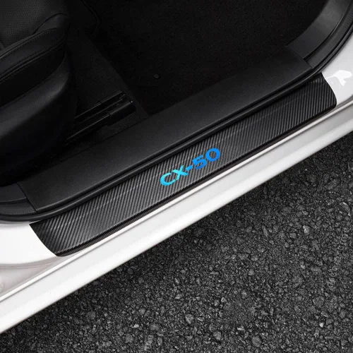 Miniatura 9 de LEXLEY Protector de umbral de puerta de cuero estilo fibra de carbono para Mazda 2023 2024 2025 2026 CX-50 CX50, protector de umbral de puerta