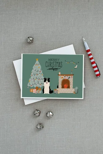 Miniatura 3 de Caroline's Treasures CK7681GCA7P - Tarjetas de felicitación y sobres de Navidad para todo el mundo, color negro y blanco, paquete de 8 tarjetas
