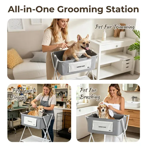 Miniatura 8 de Bañera para Perros Estación de Lavado de Perros con Cepillo para Perros Pequeños y Medianos, Gatos, Bañera B4 Plegable para Perros para Baño y Aseo
