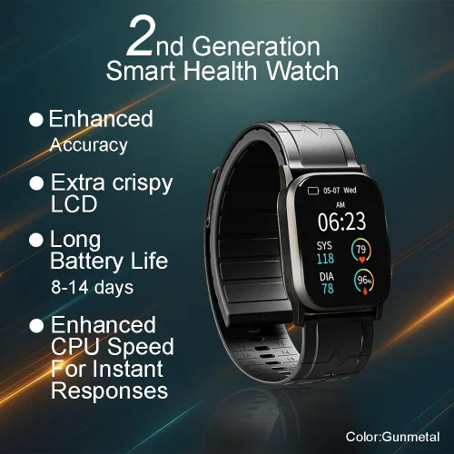 Miniatura 5 de Reloj inteligente AI Grey Metal BP, FDA 510 (k) autorizado, presión arterial con bolsa de aire, seguimiento mental, velocidad, oxígeno en sangre