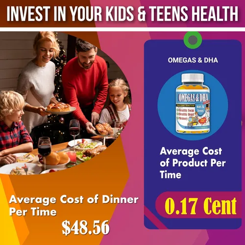Miniatura 7 de Gomitas Omega 3 DHA para niños, para apoyo cerebral, concentración y memoria, gomitas de enfoque para niños y adolescentes, vitaminas infantiles