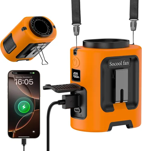 Miniatura 8 de Socool - Ventilador de cintura portátil de 5000 mAh, recargable, mini ventilador personal con 13000 RPM y 4 velocidades ajustables, enfriamiento