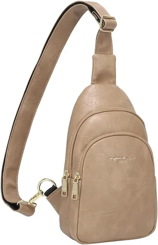 Bolso cruzado pequeño, riñonera para mujeres y hombres, bolso bandolera de cuero para regalos, Estilo 5, color caqui.