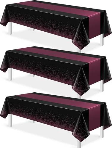 Miniatura 43 de MASHAN 1 mantel negro y azul para decoración de fiesta, mantel de plástico negro impreso azul, funda rectangular desechable para cumpleaños, boda