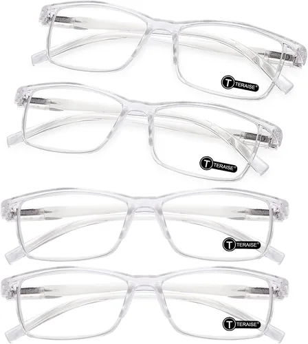 TERAISE Gafas de Lectura Anti-luz Azul de Moda para Hombres y Mujeres Lector de Computadora Transparente