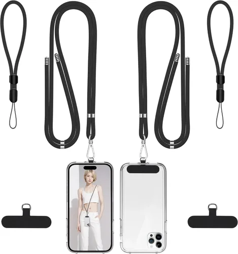 Miniatura 12 de Takyu Cordon para teléfono celular, cordon cruzado para teléfono con correa de cuello ajustable y paquete de 2 correas de muñeca para teléfono