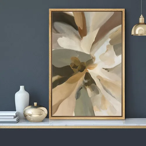 Miniatura 2 de MUDECOR Impresión en Lienzo Enmarcado Arte de Pared Pincelada Floral Abstracta en Tonos Neutros Cálidos Tonos Terrosos Ilustraciones Minimalismo