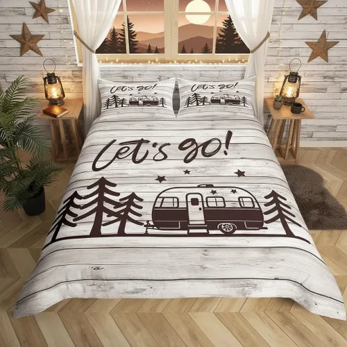 Miniatura 11 de Happy Camping - Funda de edredón para niños, casa rodante y cámper, funda de edredón rústica para niños y niñas, decoración de habitación de niños