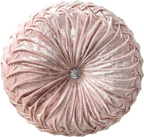 HLOVME Cojín decorativo redondo para sofá, cama, sala de estar, cojín pequeño de suelo para adultos y niños, 13.7 pulgadas (A01-rosa)