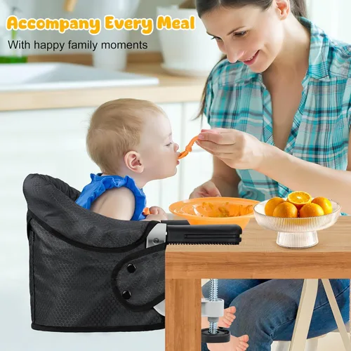 Miniatura 6 de Toogel Silla alta de gancho, silla alta portátil para bebé, asiento de mesa plegable con clip para 6 a 36 meses, tela antidesgarros, funda lavable