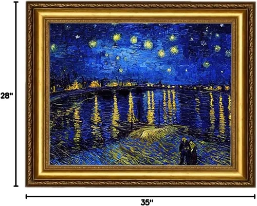 Miniatura 6 de ELITEART -Noche estrellada sobre el ródano por Vincent Van Gogh Giclée Art Canvas Prints- Tamaño del marco: 28 x 35 pulgadas