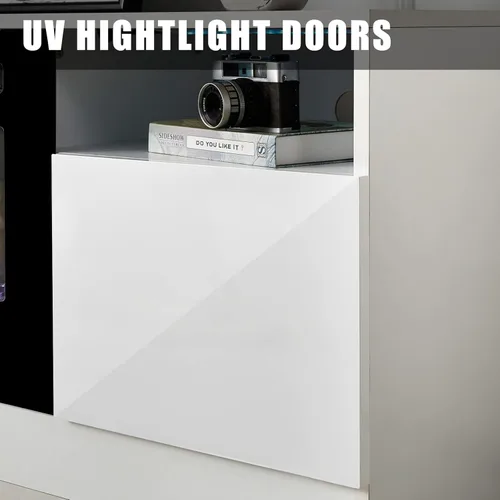 Miniatura 4 de AMERLIFE - Soporte de TV con chimenea, centro de entretenimiento con luz LED y chimenea eléctrica de 36 pulgadas, soporte de entretenimiento moderno