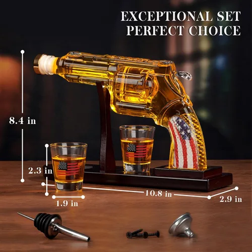Miniatura 7 de Juego de decantador de whisky AK47 con 2 vasos de whisky, regalos para hombres, día del padre, regalo único de aniversario de cumpleaños para él