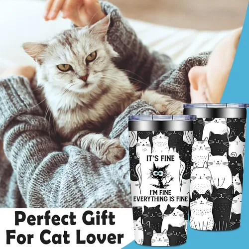 Miniatura 3 de Grifarny Regalos para Amantes de Gatos para Mujeres - Regalo de Navidad, Cumpleaños para Amantes de Gatos - Regalos para Gatos Negros - Está Bien