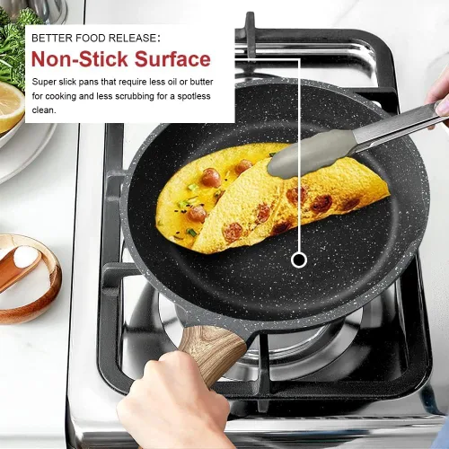 Miniatura 2 de Caannasweis Sartén Antiadherente de Granito, Sartenes Antiadherentes para Omelette, Sartén para Huevos y Omelette, Utensilios de Cocina de Piedra