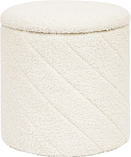 Miniatura 12 de PINPLUS Otomana con Stroage redondo Boucle otomana y bandeja Sherpa extraíble pie taburete mesa de café para dormitorio, sala de estar, negro, 16.9