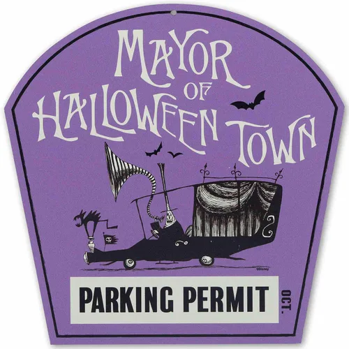 Miniatura 15 de Disney Haunted Mansion - Letrero de metal con texto en inglés «Beware of Hitchhiking Ghosts» – Decoración de pared de mansión embrujada espeluznante