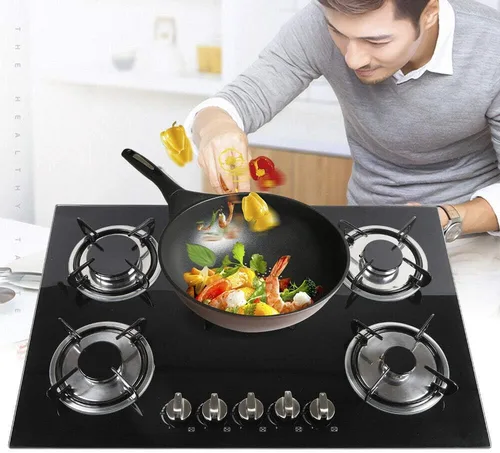 Miniatura 11 de Estufa de gas Gas Gas GLPG, Quemador de estufa de vidrio templado, 4 quemadores, parrilla de gas integrada (4 quemadores, 23 x 20 pulgadas)