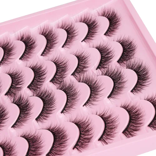 Miniatura 6 de Pestañas postizas de aspecto natural con efecto Wispy, pestañas falsas de 12mm cortas de visón sintético, pestañas postizas de ojo de gato, paquete