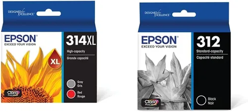 Epson T314 Claria Photo HD - Tinta de alta capacidad (T314XL922-S) y T312 Claria Photo HD - Tinta de capacidad estándar negro fotográfico