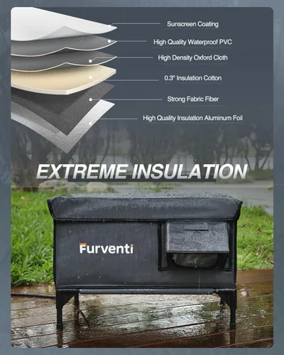 Miniatura 5 de Casa climatizada para gatos para exteriores, soportes de doble cámara, 100% resistente a la intemperie y extremadamente aislada, refugio elevado