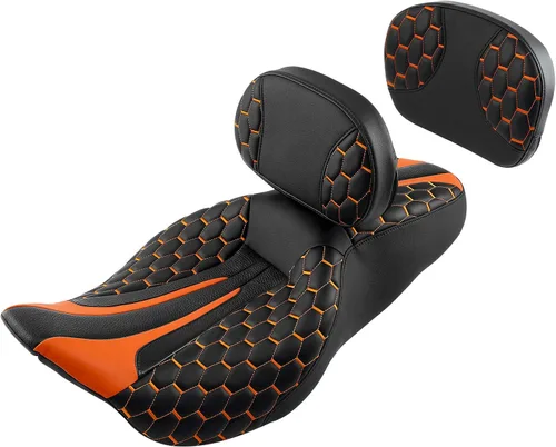 Miniatura 17 de Asiento de conductor, pasajero y piloto - SLMOTO Asiento de motocicleta de una pieza para 2 personas, compatible con Harley Touring Road King CVO