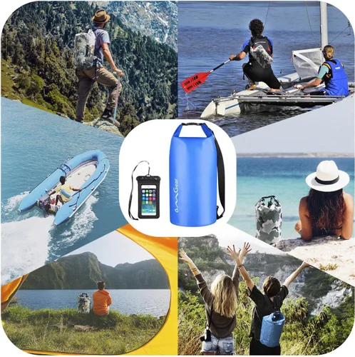 Miniatura 5 de OMGear - Bolsa seca impermeable y bolsa para teléfono, bolsa flotante de 40L/30L/20L/10L/5L para kayak, navegación, actividades al aire libre Azul