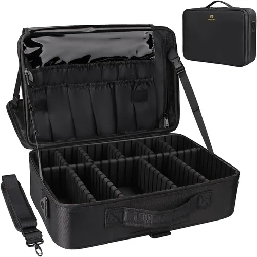 Miniatura 20 de Relavel - Estuche de maquillaje de viaje en tren de 13.8 pulgadas, estuche de cosméticos grande profesional, portátil, organizador y almacenamiento