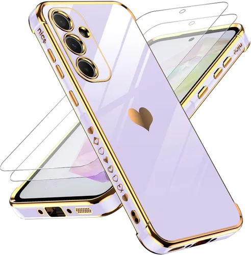 Miniatura 64 de LeYi for Moto G 5G 2025 Case: with Tempered Glass Screen Protector [2 Pcs]+ Full Camera Lens Protection,Love Heart Plating Cute Luxury Soft TPU