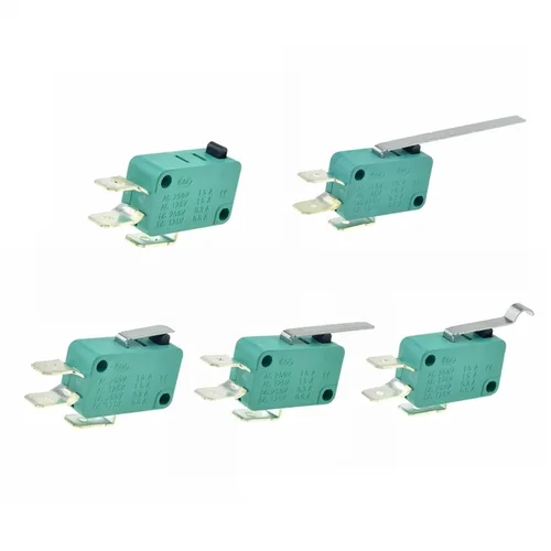 Miniatura 3 de Micro Interruptores de límite Micro 16A 250V 125V NO+NC+COM 0.248 in 3 pines SPDT Micro interruptor 1.102 in 2.047 in Arc Roller Palanca Interruptor